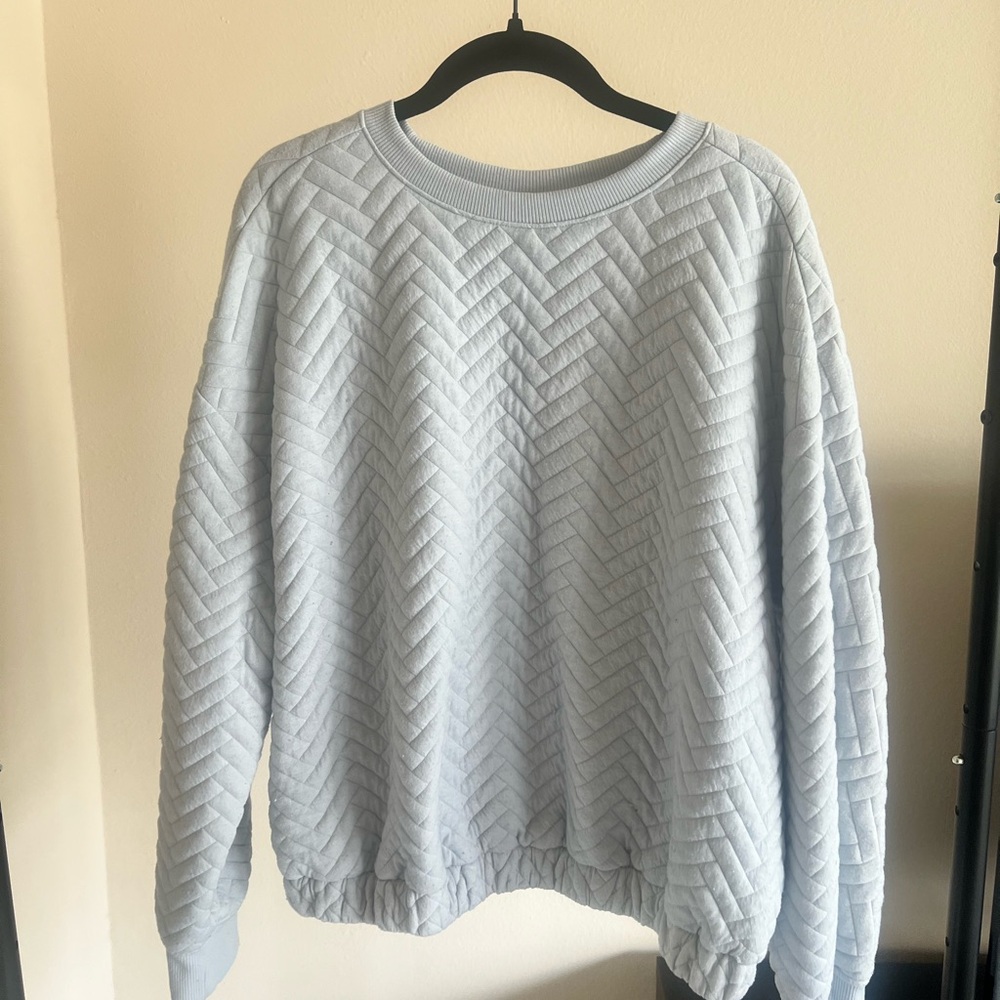 a new day Blue Crew Neck Sweater with Chevron Knit